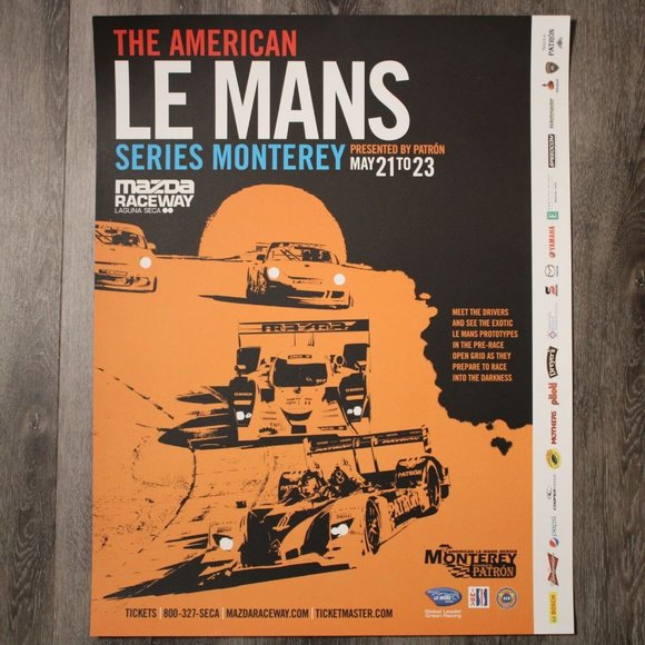 2010 Patron American Le Mans ALMS Racing Promo Ticketing Poster Laguna Seca - Picture 1 of 1